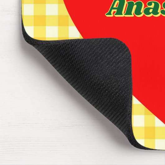 Rode Hart Gele Gingham Valentijnsdag Muismat (Hoek)