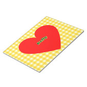 Rode Hart Gele Gingham Valentijnsdag Notitieblok (Schuin)