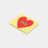 Rode Hart Gele Gingham Valentijnsdag Post-it® Notes (Schuin)