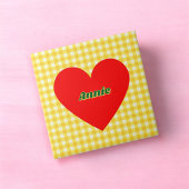 Rode Hart Gele Gingham Valentijnsdag Tegeltje