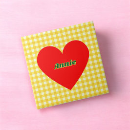 Rode Hart Gele Gingham Valentijnsdag Tegeltje