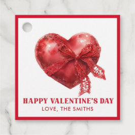 Rode Hart Gelukkig Valentijnsdag Cadeaubijschrift Bedankjes Labels