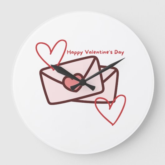 Rode Hart Gelukkig Valentijnsdag Grote Klok (Voorkant)