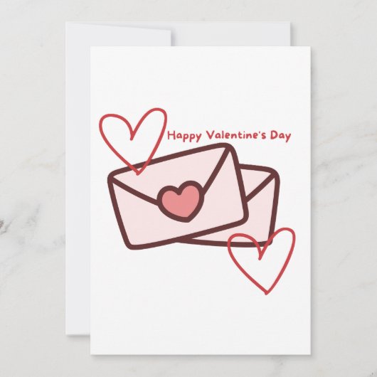 Rode Hart Gelukkig Valentijnsdag Kaart (Voorkant)