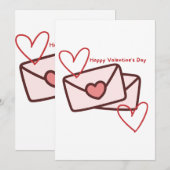Rode Hart Gelukkig Valentijnsdag Kaart (Voorkant / Achterkant)