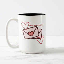 Rode Hart Gelukkig Valentijnsdag Tweekleurige Koffiemok