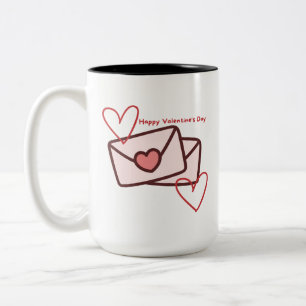 Rode Hart Gelukkig Valentijnsdag Tweekleurige Koffiemok