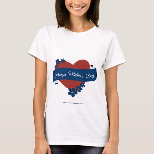 Rode Hart Gelukkige Moederdag Viering T-shirt (Voorkant)