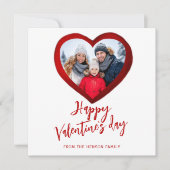 Rode Hart Gelukkige Valentijnsdag Familiefoto Feestdagenkaart (Voorkant)