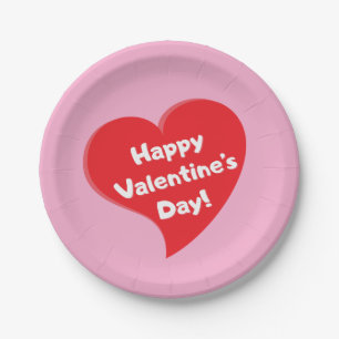 Rode Hart Gelukkige Valentijnsdag Papieren Borden Bordje