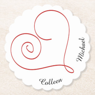 Rode Hart Gepersonaliseerde Liefje Kartonnen Onderzetters