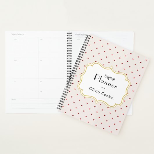 Rode Hart Gepersonaliseerde Planner met aangepaste (Display)