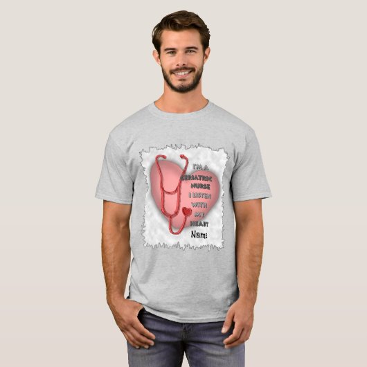 Rode hart geriatrische verpleegkundige t-shirt (Voorkant volledig)