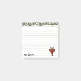 Rode hart, geruite lijnen post-it® notes