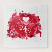 Rode Hart Geschilderde Spatten Legpuzzel (Verticaal)
