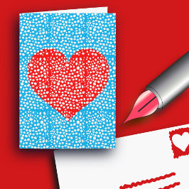 Rode Hart gezien door een besneeuwd raam Valentine Feestdagen Kaart