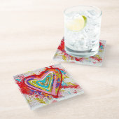 Rode Hart Glas Onderzetter (Schuin)