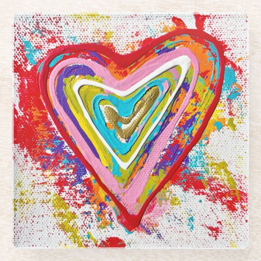 Rode Hart Glas Onderzetter (Voorkant)