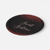 Rode Hart Glitter Sparkle Sweet Zestien Verjaardag Papieren Bordje (Gekanteld)