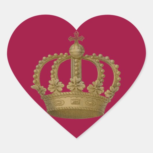 Rode Hart Gouden Kroon Sticker (Voorkant)