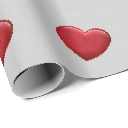 Rode Hart Grijs Trendy Liefde Bruiloft Cadeaupapier (Rol Hoek)