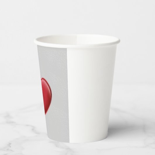Rode Hart Grijs Trendy Liefde Bruiloft Papieren Bekers (Links)