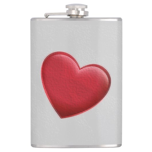 Rode Hart Grijs Trendy Liefde Huwelijk Heupfles (Voorkant)