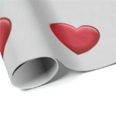 Rode Hart Grijze Trendy Liefde Bruiloft Cadeaupapier (Rol Hoek)