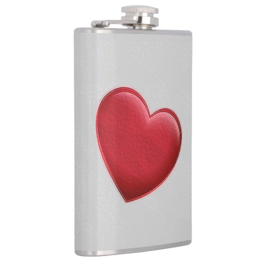 Rode Hart Grijze Trendy Liefde Bruiloft Heupfles (Rechts)