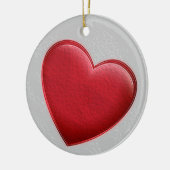 Rode Hart Grijze Trendy Liefde Bruiloft Keramisch Ornament (Links)
