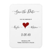 Rode Hart | Hand Lettered Wedding Save the Date Magneet (Verticaal)