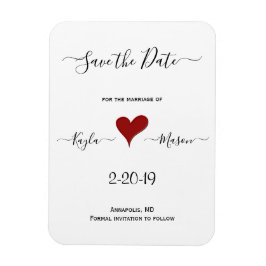 Rode Hart | Hand Lettered Wedding Save the Date Magneet