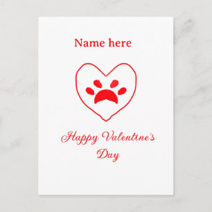 Rode hart hond kat poot gelukkige Valentijnsdag na Briefkaart
