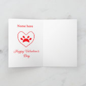 Rode hart hond kat poot gelukkige Valentijnsdag na Kaart (Binnen)