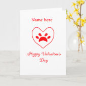 Rode hart hond kat poot gelukkige Valentijnsdag na Kaart (Gele Bloem)