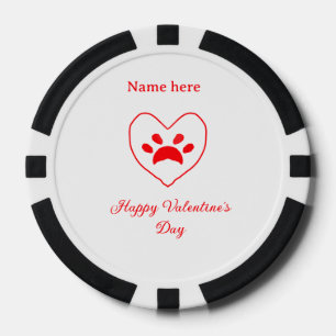 Rode hart hond kat poot gelukkige valentijnsdag na poker chips