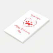 Rode hart hond kat poot gelukkige Valentijnsdag na Post-it® Notes (Schuin)