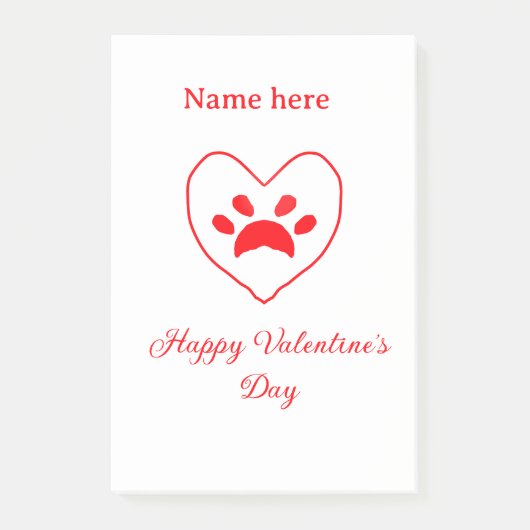 Rode hart hond kat poot gelukkige Valentijnsdag na Post-it® Notes (Voorkant)