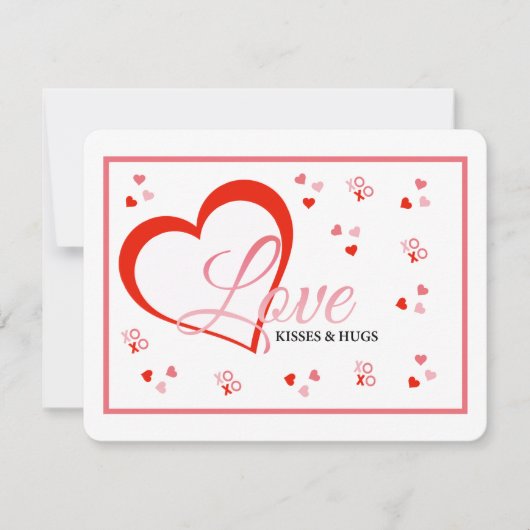 Rode hart houdt van kussen en knuffels valentijns feestdagenkaart (Voorkant)