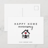 Rode Hart Huis Thuisjubileum Briefkaart (Voorkant / Achterkant)