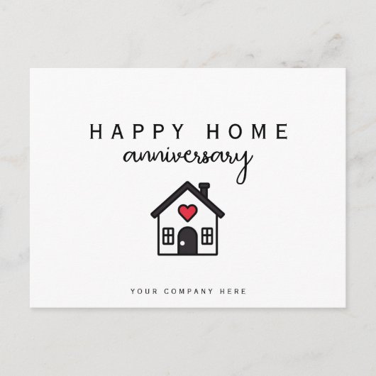 Rode Hart Huis Thuisjubileum Briefkaart (Voorkant)
