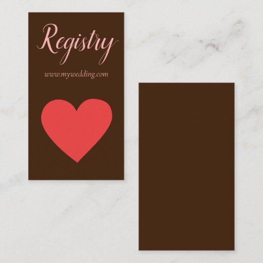 Rode Hart Huwelijksregister Informatiekaartje (Voorkant / Achterkant)
