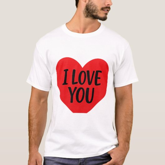 Rode Hart “IK HOU VAN JE” – Romantisch Minimalisti T-shirt (Voorkant)