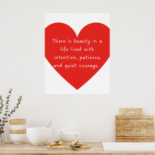 Rode Hart Inspirerende Levensspreuk Muurprint Poster