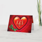 Rode hart Kerstkaart aangepaste monogram initialen Kaart (Voorkant)