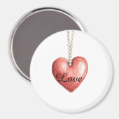Rode Hart Ketting Magneet (Voorkant / Achterkant)