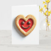 Rode Hart Koekje Kaart (Gele Bloem)