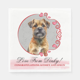 Rode Hart Krans Border Terrier Hond Foto Servet