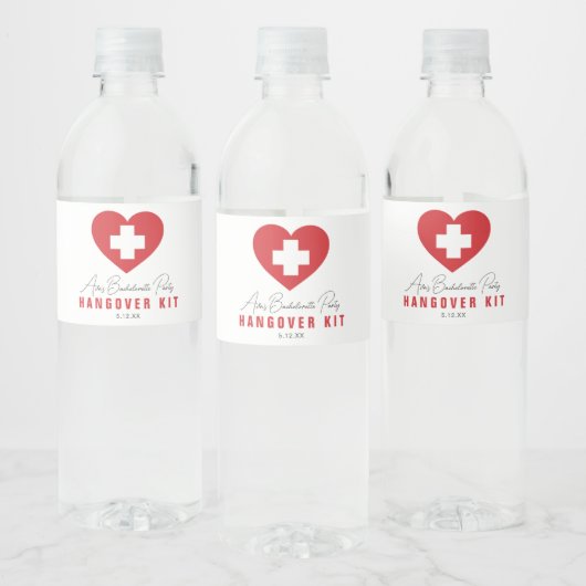 Rode Hart Kruis Hangover Kit Waterfles Labels Etiket (Flessen)