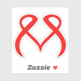 Rode Hart Letter M die Liefde Vertegenwoordigt Sticker